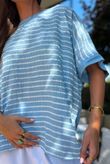 Below Deck Cheesecloth Stripe Tee Denim